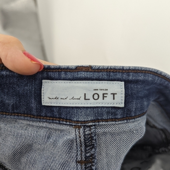 LOFT Curvy High Waist Cut Off Denim Jean Shorts - Picture 5 of 8